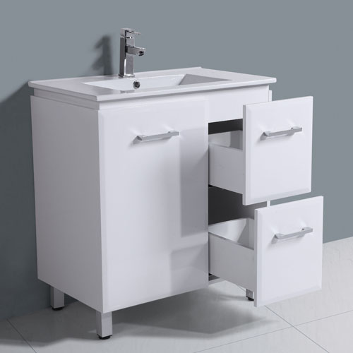 750mm Freestanding Gloss White Bathroom Furniture Bathroom Vanity Manufactuer In China